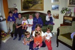 1999 - Great-Grandchildren - Eric, Brian, David, Malene, Julie, Mette, Oldemor, Tanja with Laura, Maria, Sara