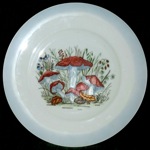 Serving Plate with Painted Mushrooms - by Dagny