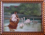 Swans Painted on Glass - by Dagny